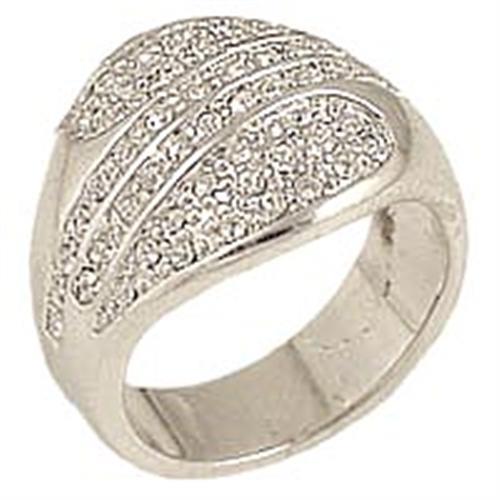 JCE212-7 Rhodium Brass Ring with Top Grade Crystal  in Clear-7