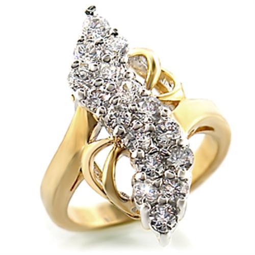 JCE017 Gold+Rhodium Brass Ring with AAA Grade CZ  in Clear