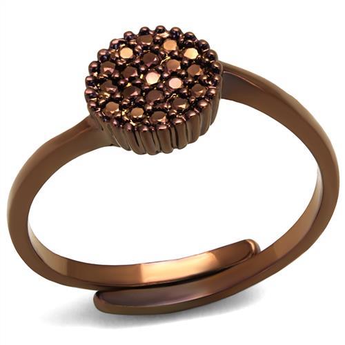 JCE1177 IP Coffee light Brass Ring with AAA Grade CZ  in Light Coffee