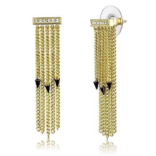 JCE1205 Gold+Ruthenium Brass Earrings with Top Grade Crystal  in Clear