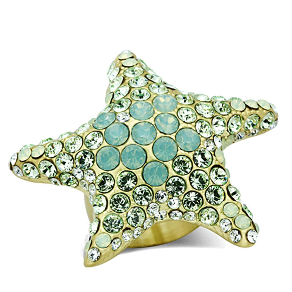 JCE2972 Gold Brass Ring with Top Grade Crystal  in Multi Color