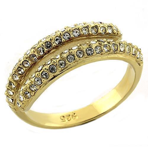 JCEAS1224 Gold 925 Sterling Silver Ring with AAA Grade CZ  in Clear