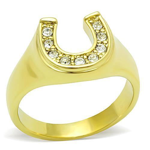 JCE10616G IP Gold(Ion Plating) Stainless Steel Ring with Top Grade Crystal  in Clear