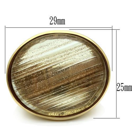 JCE002 IP Gold(Ion Plating) Brass Ring with Synthetic Synthetic Rutile in Topaz