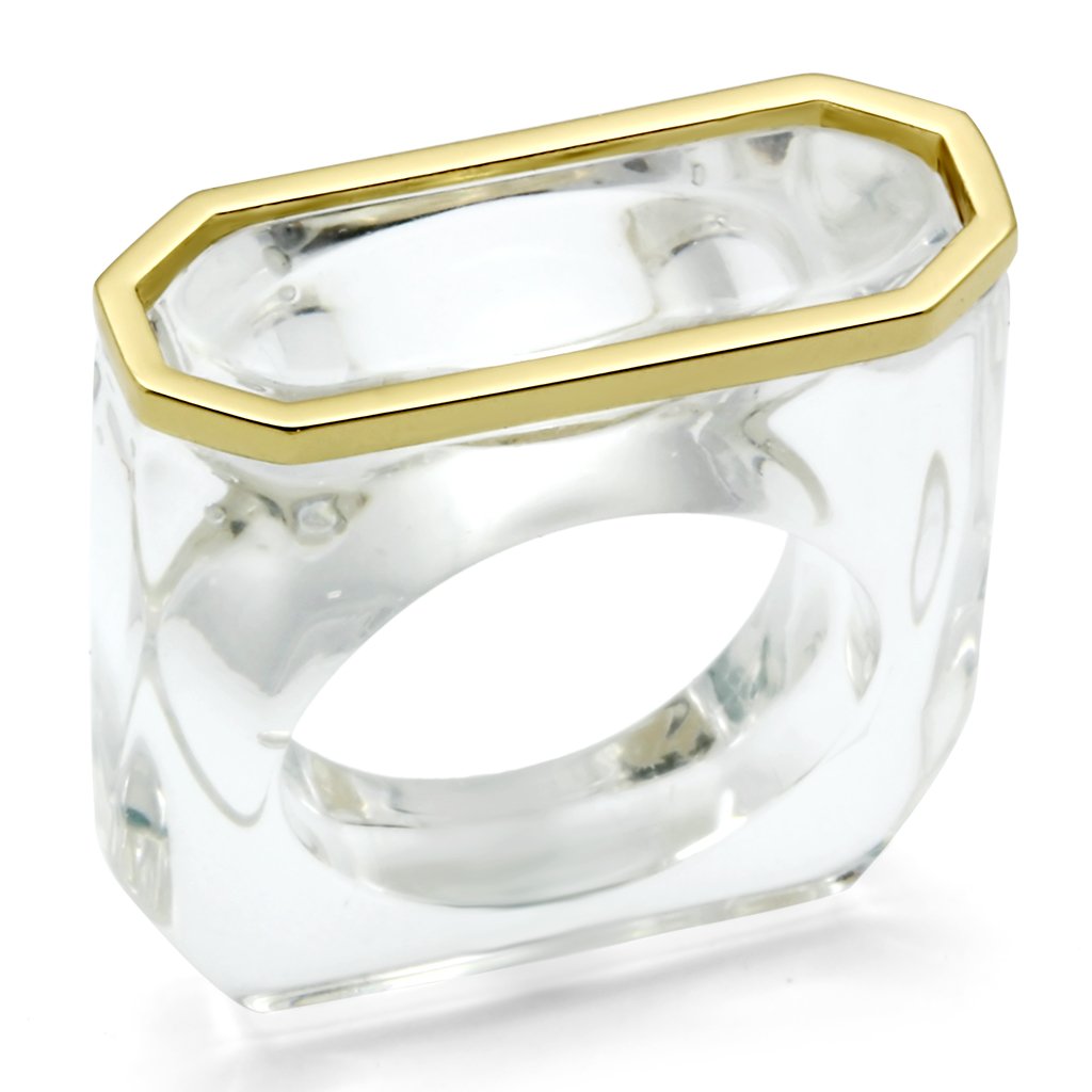 JCE016 Gold Brass Ring with Synthetic Synthetic Stone in Clear